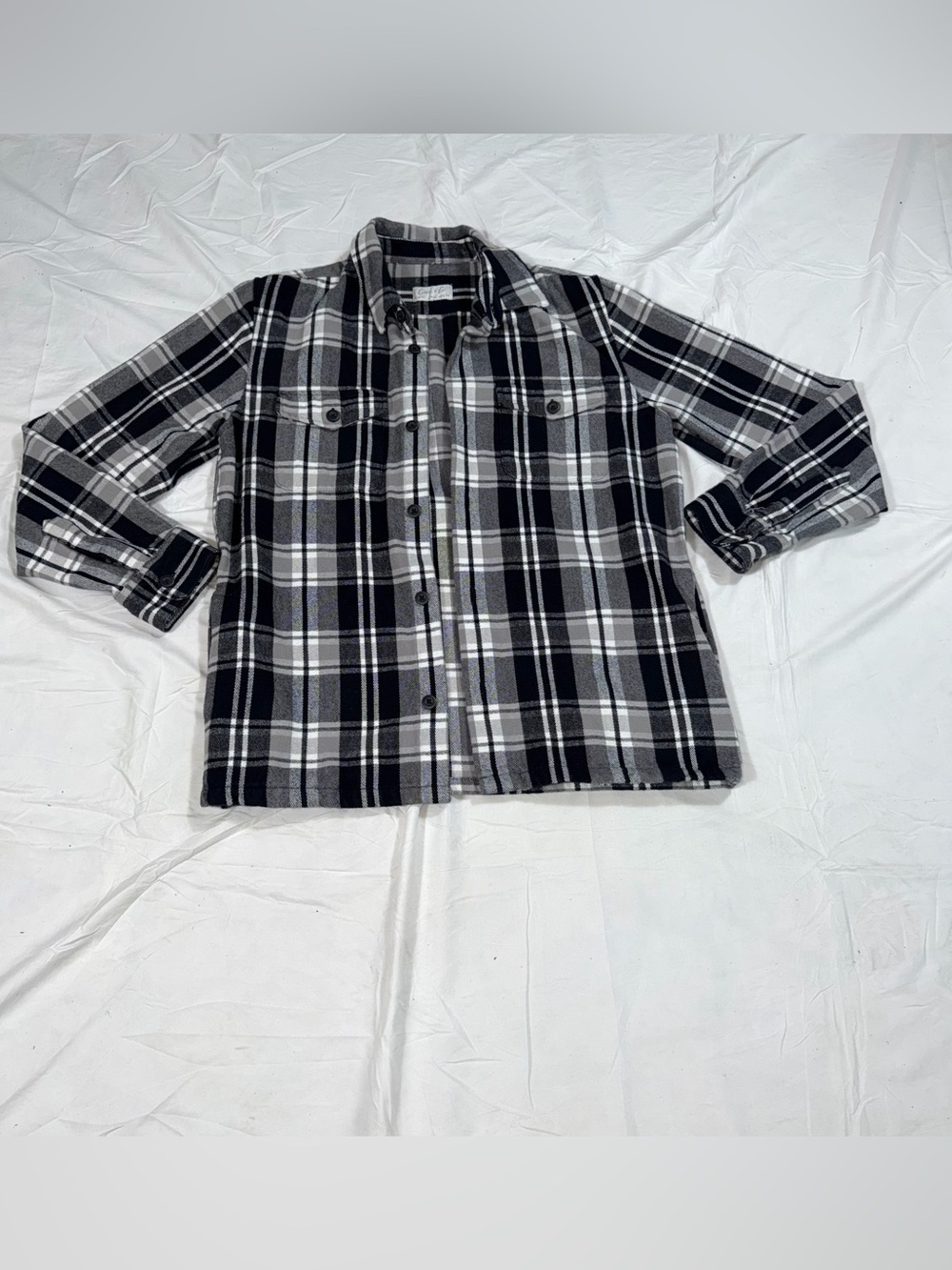 Cotton & Co Black White Plaid Flannel Shirt Jacket Women’s Medium